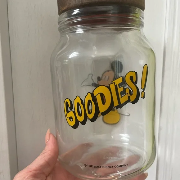 Disney Mickey Mouse Glass Storage Jar with Red and Yellow Accents - Picture 2 of 2